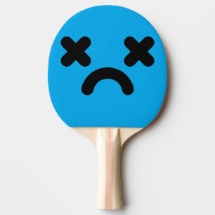Raquette De Ping Pong Visage Bleu Triste et Hébété