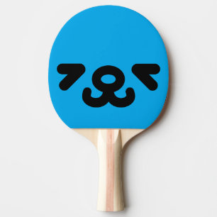 Raquette De Ping Pong Visage de Chien Joyeux Bleu