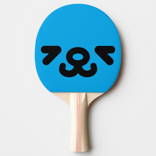 Raquette De Ping Pong Visage de Chien Joyeux Bleu (Devant)