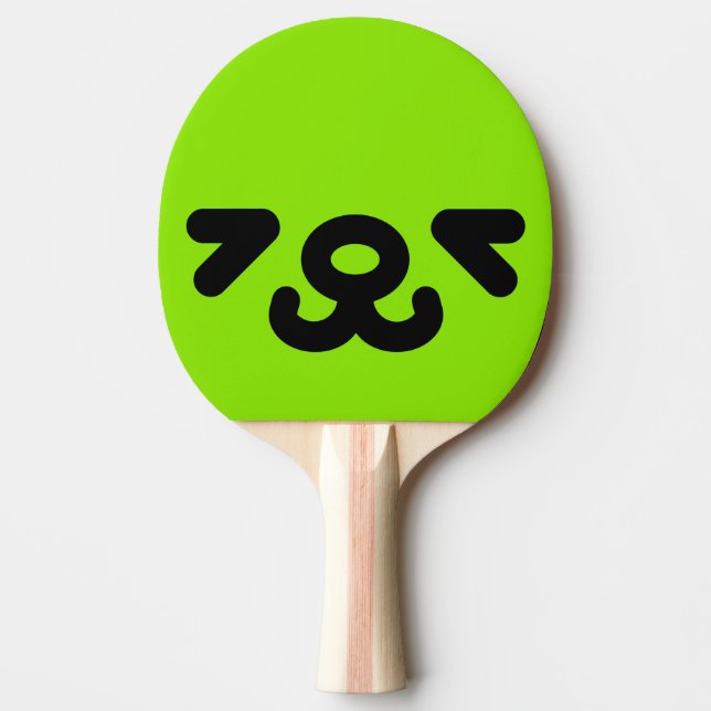 Raquette De Ping Pong Visage de Chien Joyeux Vert (Devant)