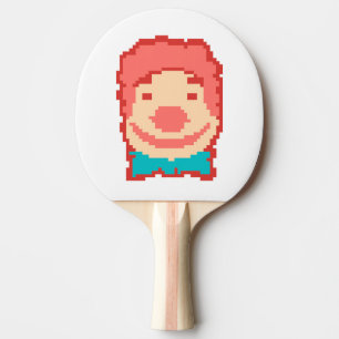 Raquette De Ping Pong Visage de clown pixelisé mignon 