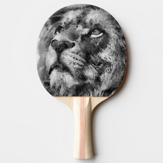 Raquette De Ping Pong Visage de lion placide argenté (Dos)
