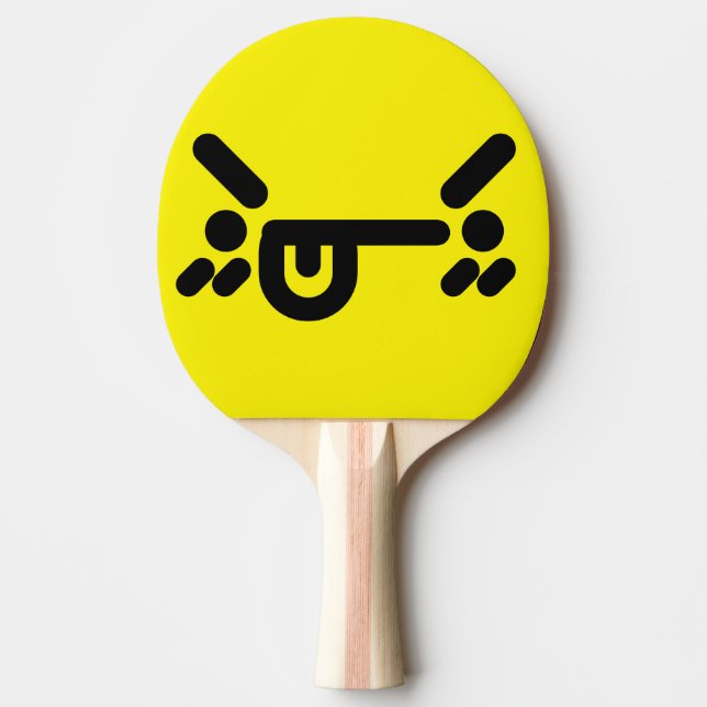 Raquette De Ping Pong Visage Jaune Colère Vilain (Devant)