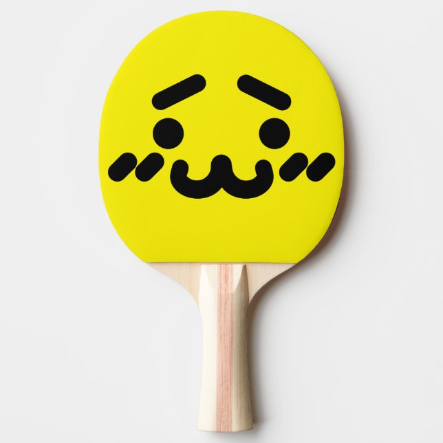 Raquette De Ping Pong Visage jaune mignon maladroit (Devant)