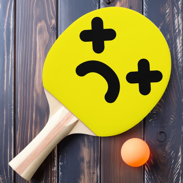 Raquette De Ping Pong Visage Jaune Triste et Perdu (Créateur téléchargé)