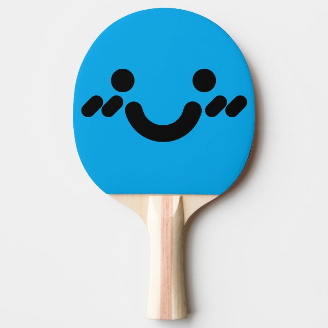 Raquette De Ping Pong Visage Mignon Timide Bleu (Devant)