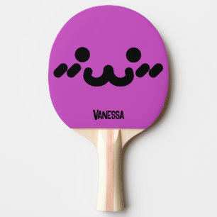Raquette De Ping Pong Visage Mignon Violet avec Nom