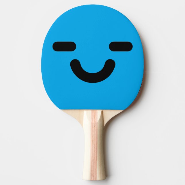 Raquette De Ping Pong Visage Satisfait Bleu (Devant)