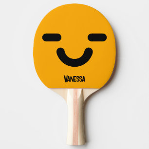 Raquette De Ping Pong Visage Satisfait Orange avec Nom