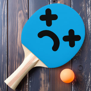 Raquette De Ping Pong Visage Triste Étourdi Bleu