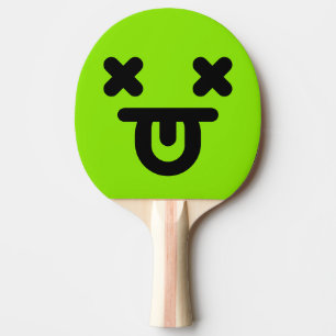 Raquette De Ping Pong Visage Vert Langue Tirée Étourdie