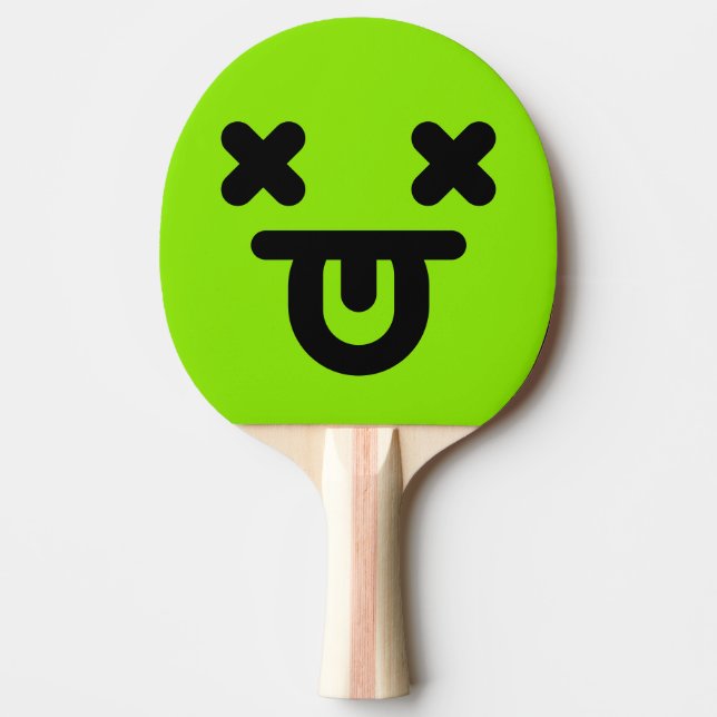 Raquette De Ping Pong Visage Vert Langue Tirée Étourdie (Devant)