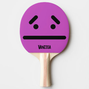 Raquette De Ping Pong Visage Vide Triste Violet avec Nom
