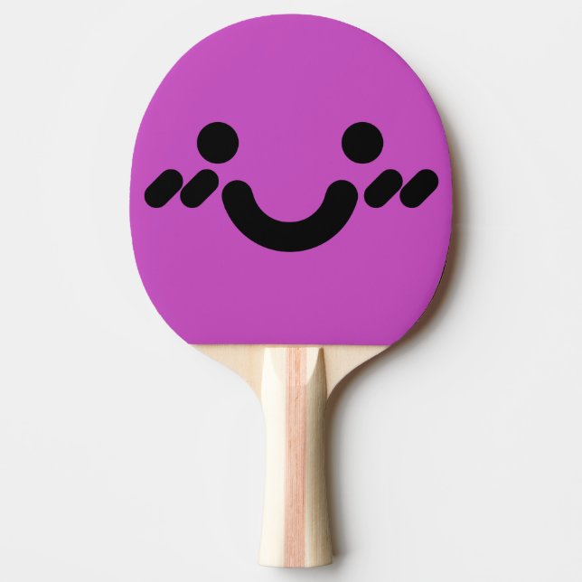Raquette De Ping Pong Visage Violet Timide Mignon  (Devant)