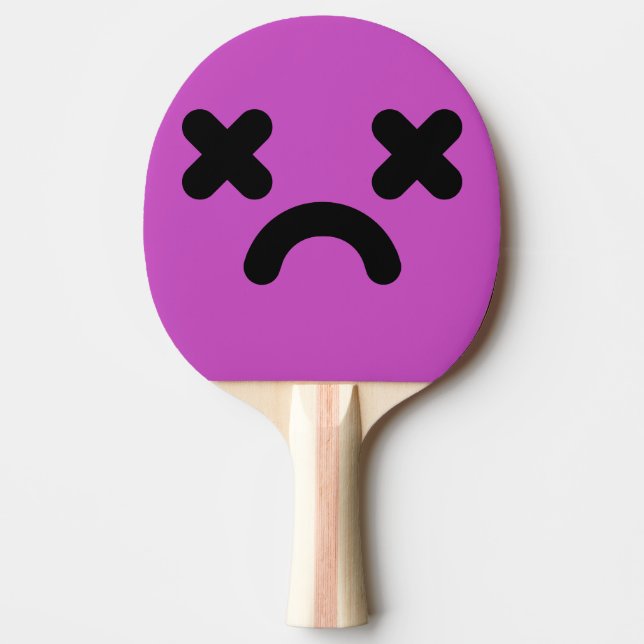 Raquette De Ping Pong Visage Violet Triste et Étourdi  (Devant)