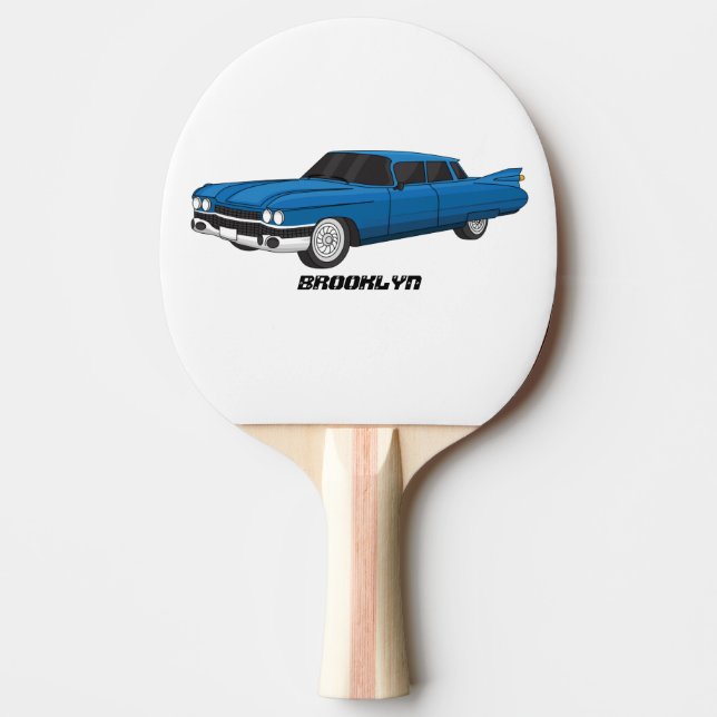 Raquette De Ping Pong Voiture classique bleue cool 1959 (Devant)