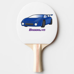 Raquette De Ping Pong Voiture de sport bleue avec illustration airfos