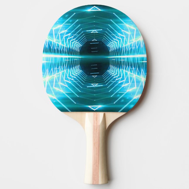 Raquette De Ping Pong Vortex rougeoyant graphique moderne, Teal - (Devant)