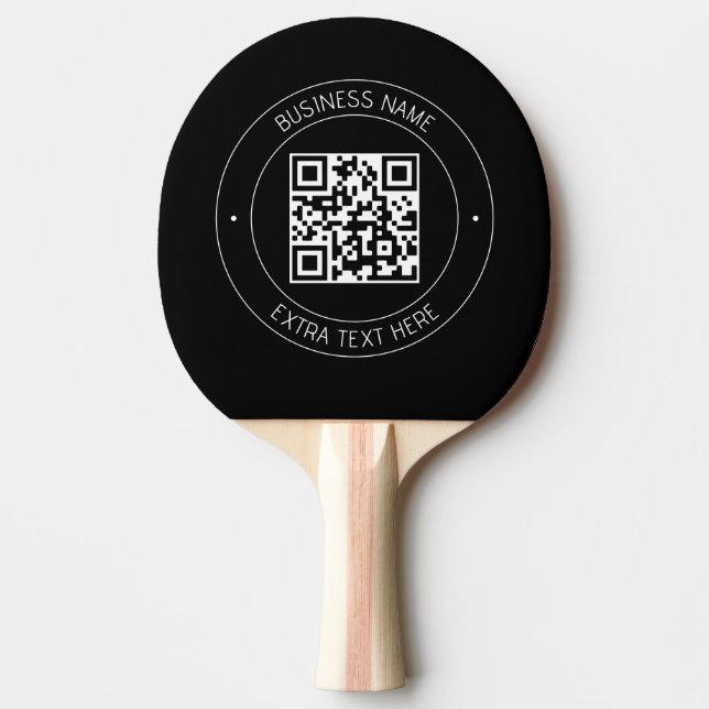Raquette De Ping Pong Votre code QR & Texte modifiable | Noir & Blanc (Devant)