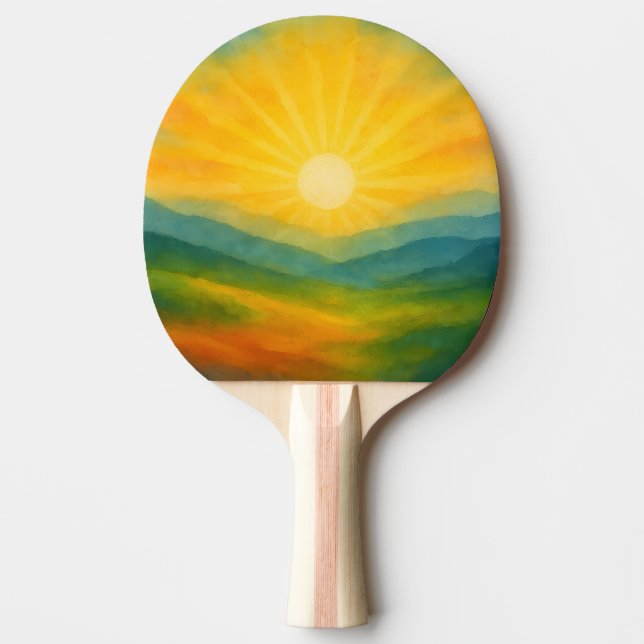 Raquette De Ping Pong Watercolor Sunrise Landscape Painting (Devant)