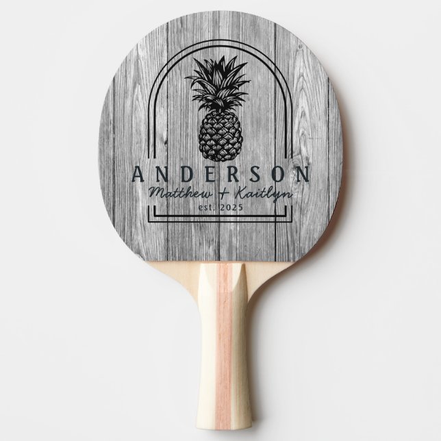 Raquette De Ping Pong Weathered Dark Gray Pineapple Wedding Arch & Name (Devant)