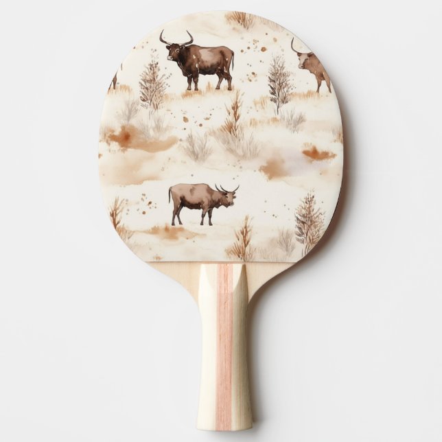 Raquette De Ping Pong Western Highland Cows Cowboy Cowboy (Devant)