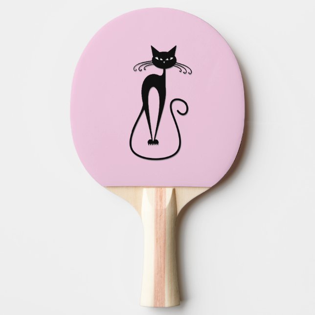 Raquette De Ping Pong Whimsical Skinny Chat noir rose (Devant)