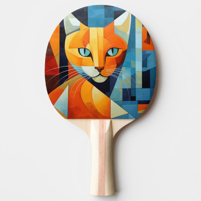 Raquette De Ping Pong Whiskers Abstraits : Chat orange (Devant)