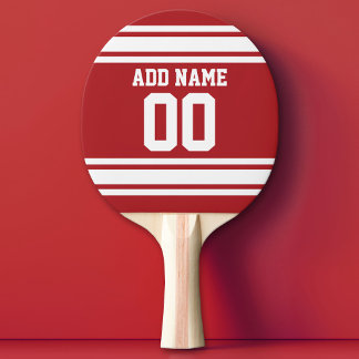 Raquette De Ping Pong White and Red Sports Jersey Nom personnalisé Numér