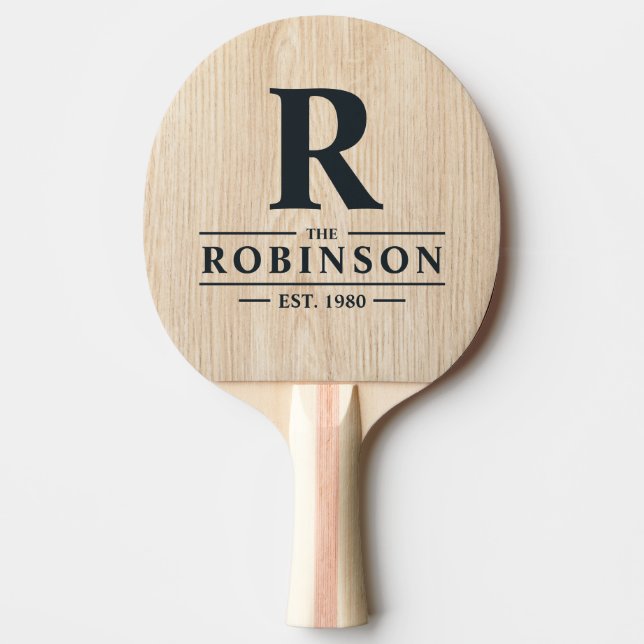 Raquette De Ping Pong White Pine Family Name & Initial (Devant)