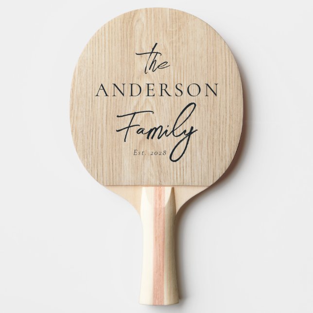 Raquette De Ping Pong White Pine Hand Written Family Name (Devant)