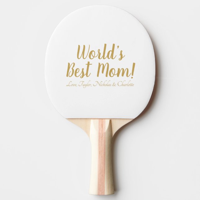 Raquette De Ping Pong World’s Best Mom gold custom script mignon (Devant)