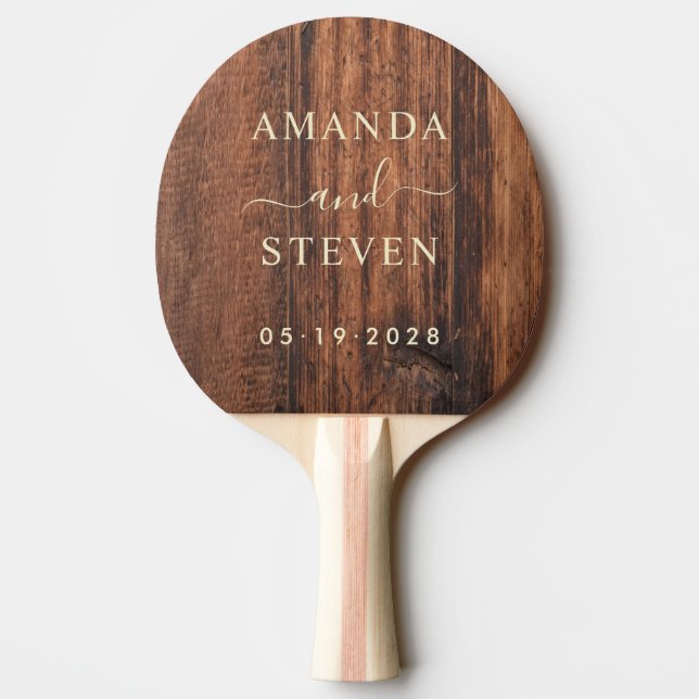 Raquette De Ping Pong Worn Cutting Board Couple Names with Wedding (Dos)