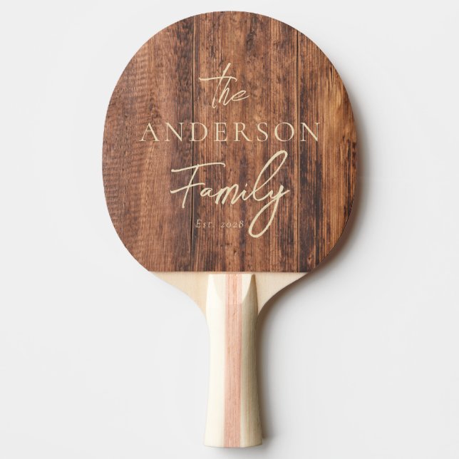 Raquette De Ping Pong Worn Cutting Board Hand Written Family Name (Devant)