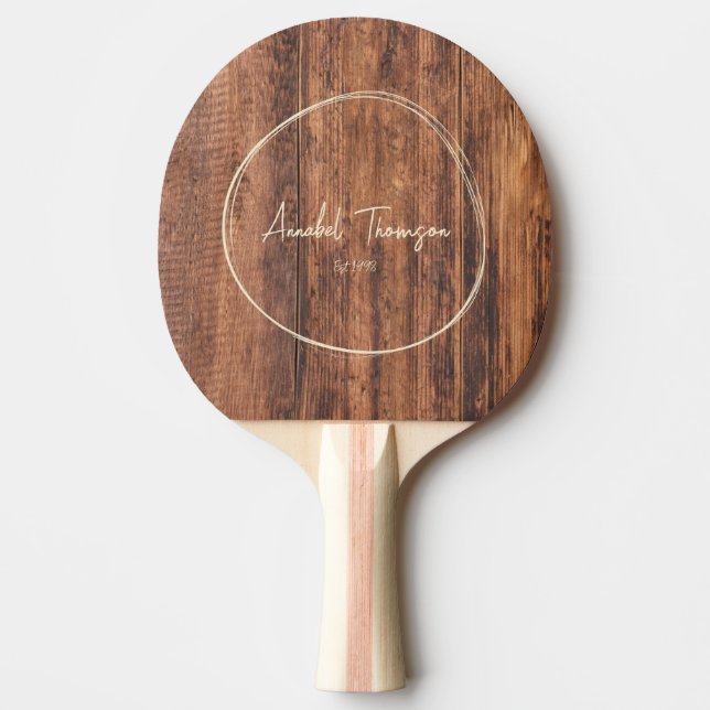 Raquette De Ping Pong Worn Cutting Board Name in Drawn Circle  (Devant)