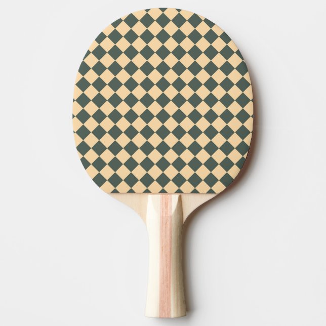 Raquette De Ping Pong Yellow Green Checker Diamond Pattern (Devant)