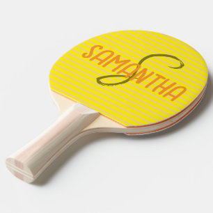 Raquette De Ping Pong Yellow Sports Typographie Unique Monogramme modern