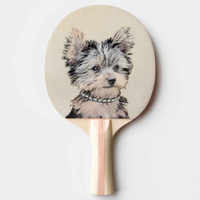 Raquette De Ping Pong Yorkshire Terrier Puppy Peinture Chien original (Devant)