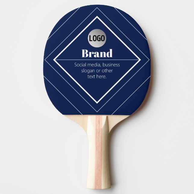 Raquette De Ping Pong Your Logo & Customizable Modern Design | Navy Blue (Devant)