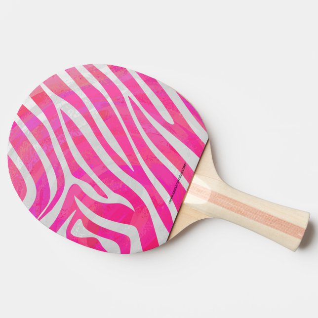 Raquette De Ping Pong Zebra Hot Pink et White Print (Côté)