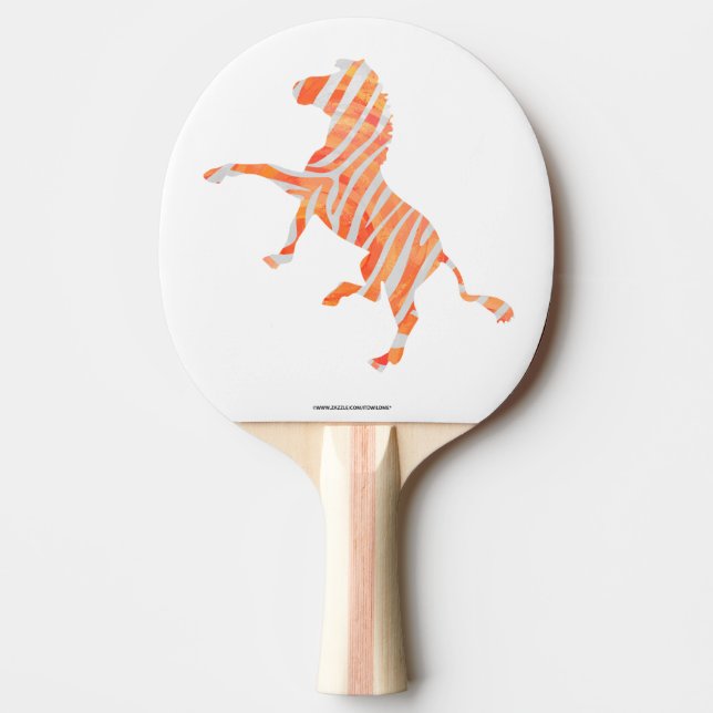 Raquette De Ping Pong Zebra Orange and White Print (Devant)
