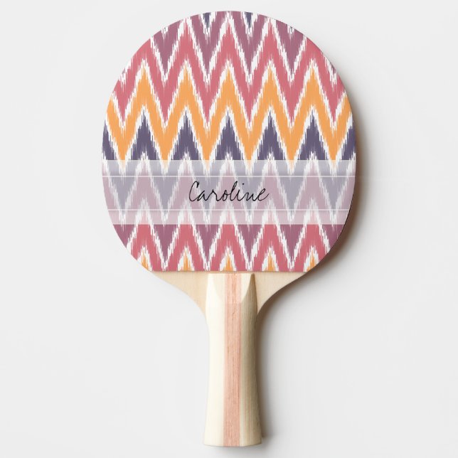Raquette De Ping Pong Zigzag orange pourpre Pattrn d'Ikat Chevron de (Devant)