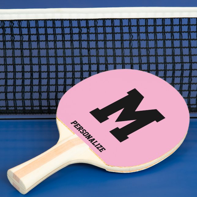 Raquette de tennis de ping pong rose monogrammée (Insitu)