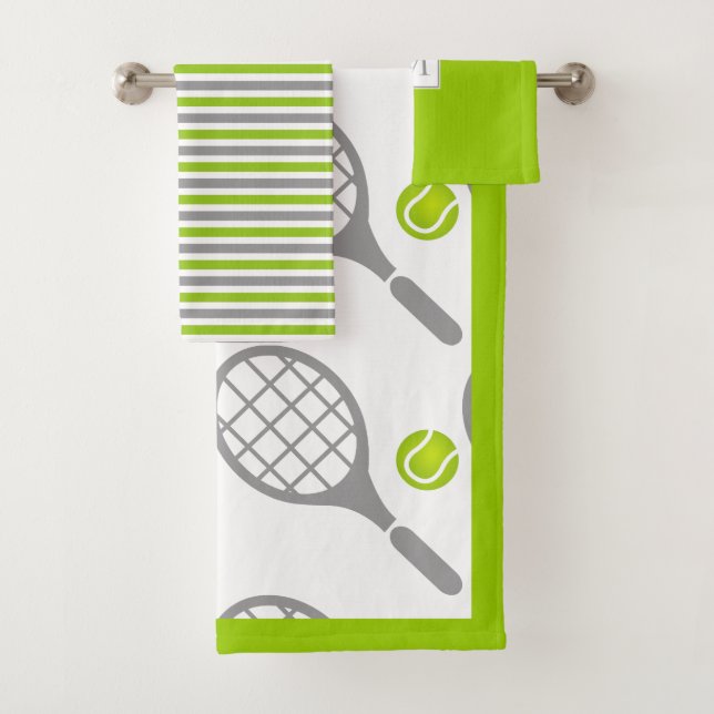 Raquette et balle de tennis, bordure et monogramme (En situation)