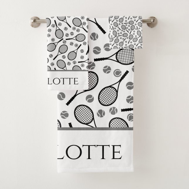 Raquettes de Tennis Noir et boules Gris Personnali (En situation)