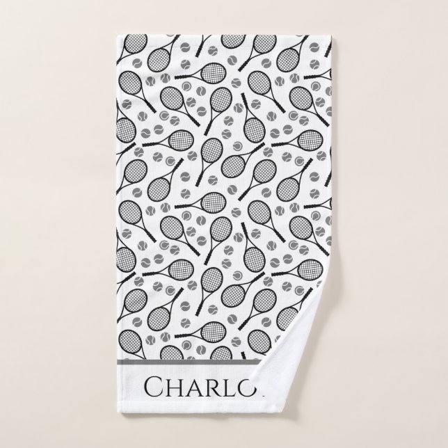 Raquettes de Tennis Noir et boules Grises personna (Serviette à main)