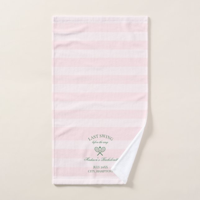 Raquettes de tennis vertes rayées de rose  (Serviette à main)