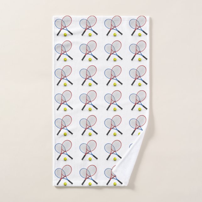 Raquettes et balles de tennis bleues 3D (Serviette à main)