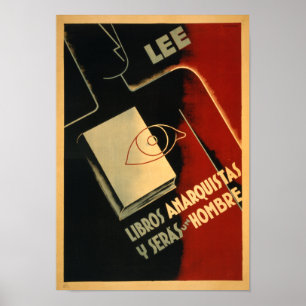 Rare Spanish Civil War Anarchist Poster - Read