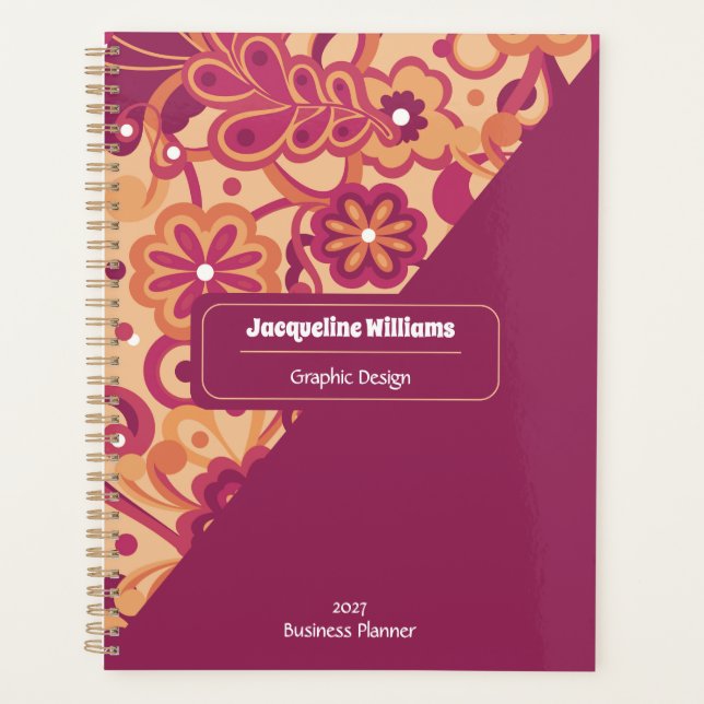 Raspberry Groovy Psychedelic 60s 70s Floral  (Devant)